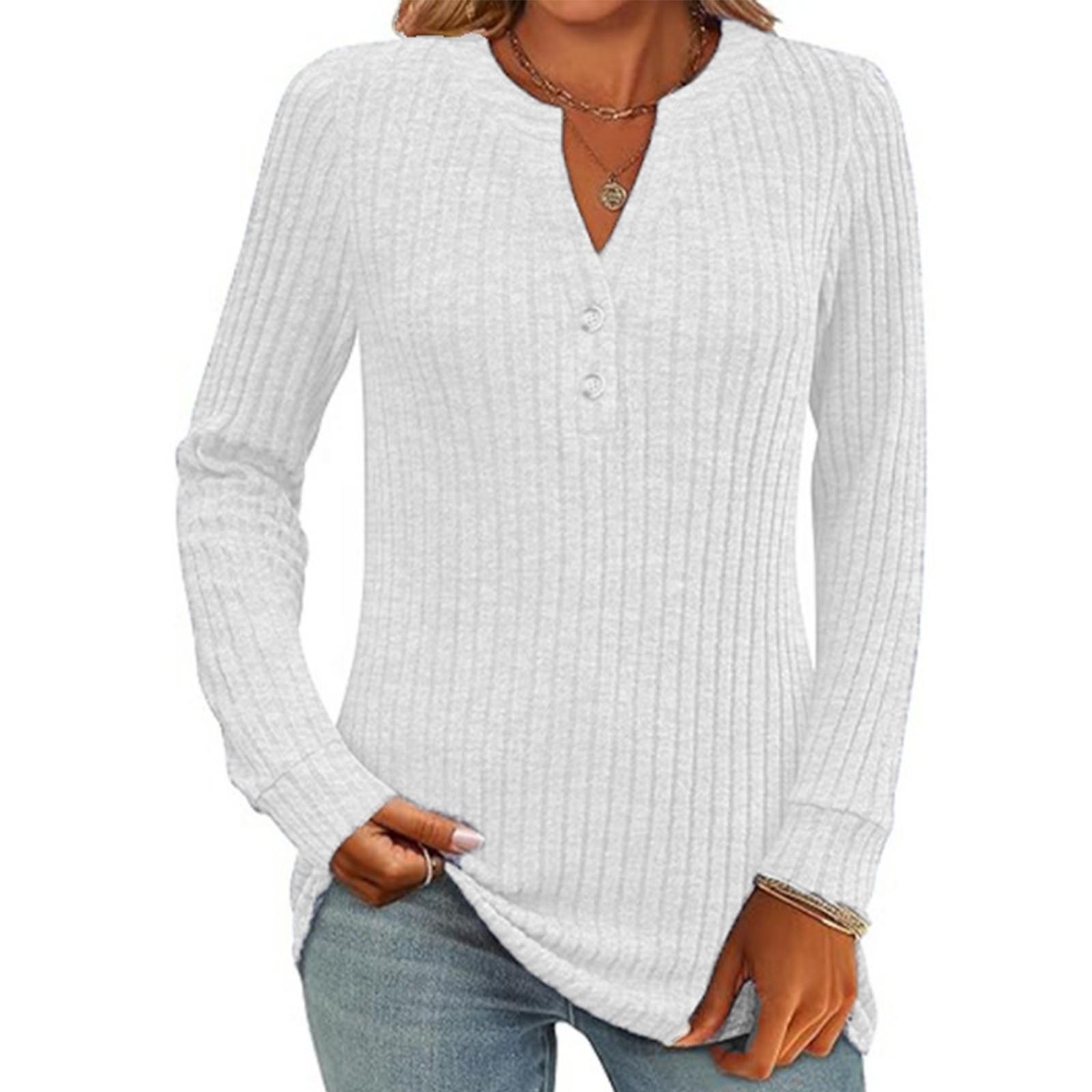 

Женский модный однотонный топ с длинным рукавом XL белый