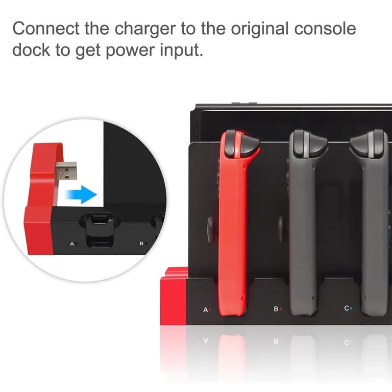 Convenient Controller Charging Dock Compatible with Switch Accessories and OLED Model Joycons 4 Charging N.S Joy-Pay Slots