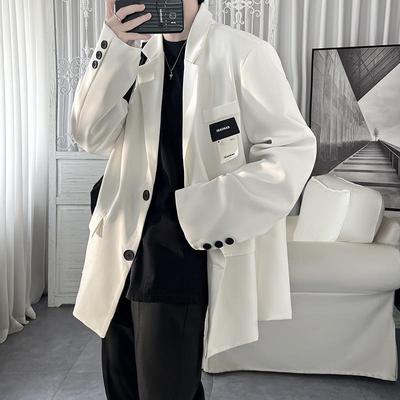 2023 British Men's Elegant White Suit Jacket: Autumn Thin High-End Trendy Handsome Style
