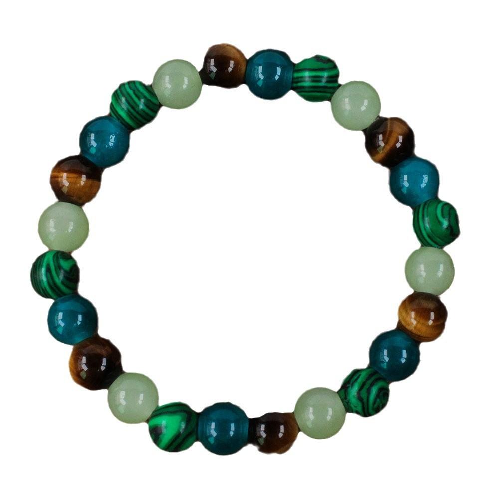 Green Aventurine Tiger Eye And Dark Green Agate Beaded Bracelet Natural Fashion Jewelry For Men And Women Daily Wear Simple Versatile Accessory