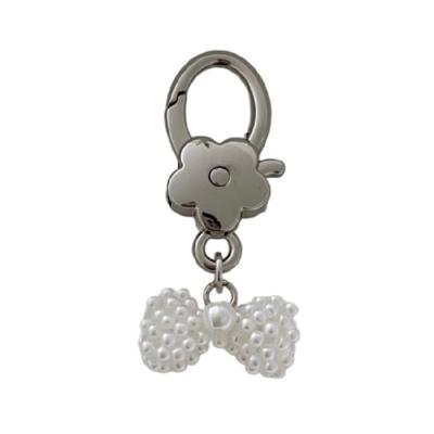 Fashion Pearl Bowknot Flower Keychain Pendant Backpack Decoration Charm Jewelry