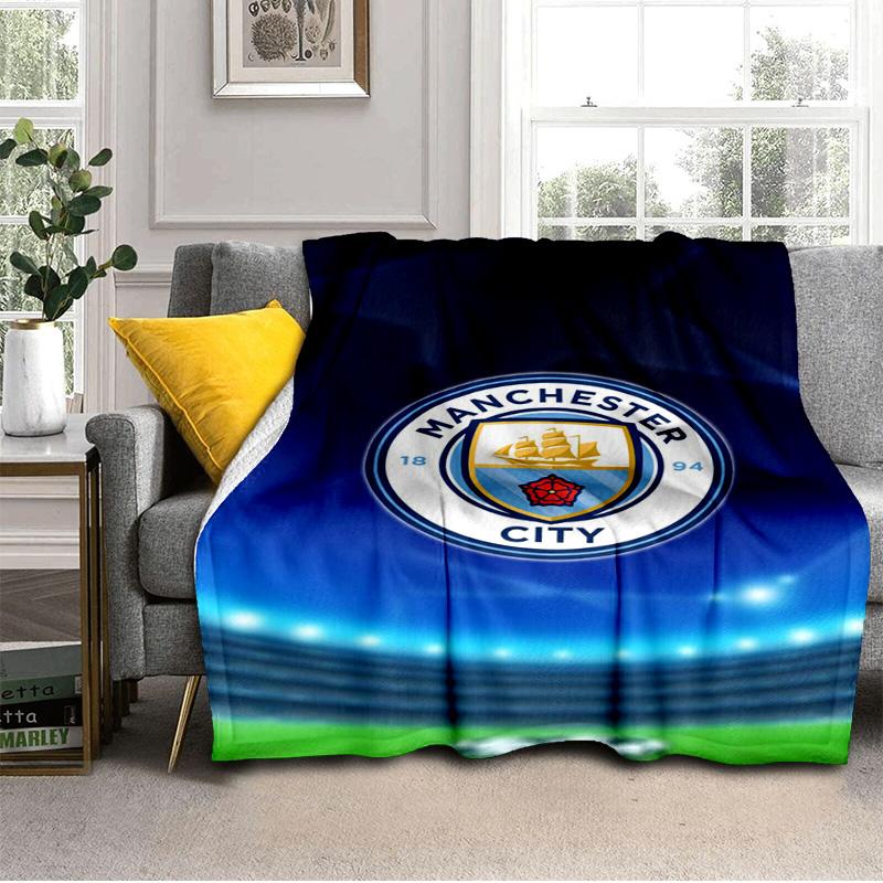 Couverture imprimée City Football Club Couvertures douces en flanelle pour canapé lit Cadeaux pour hommes femmes Couverture de pique-nique Cadeaux de Noël