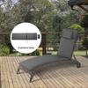 Garden Sun Lounger Cushion Replacement Soft Sunbed Reclining Chair Relaxer Pad with Pillow, Cushion ONLY - Grey
