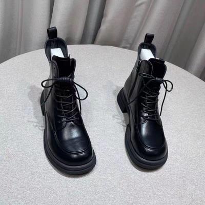 Martin Boots Damen Kurzschaft Schnürstiefel Neu Frühling und Herbst Einzelstiefel Winter Samt Mittelhoch Absatz Dicksohlige Kurze Stiefel