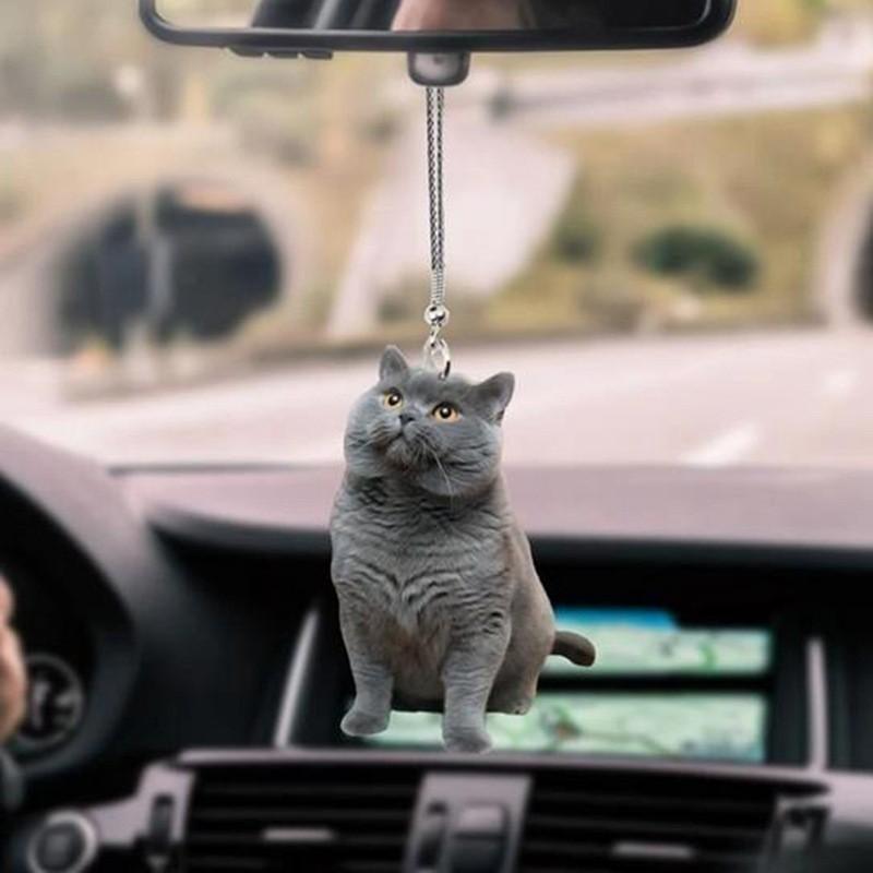 2Pcs 2D Cute Kitten Puppy Car Home Hanging Ornaments With Colorful Balloons Hanging Ornaments Decor Cat Kitten And Puppy Pendant