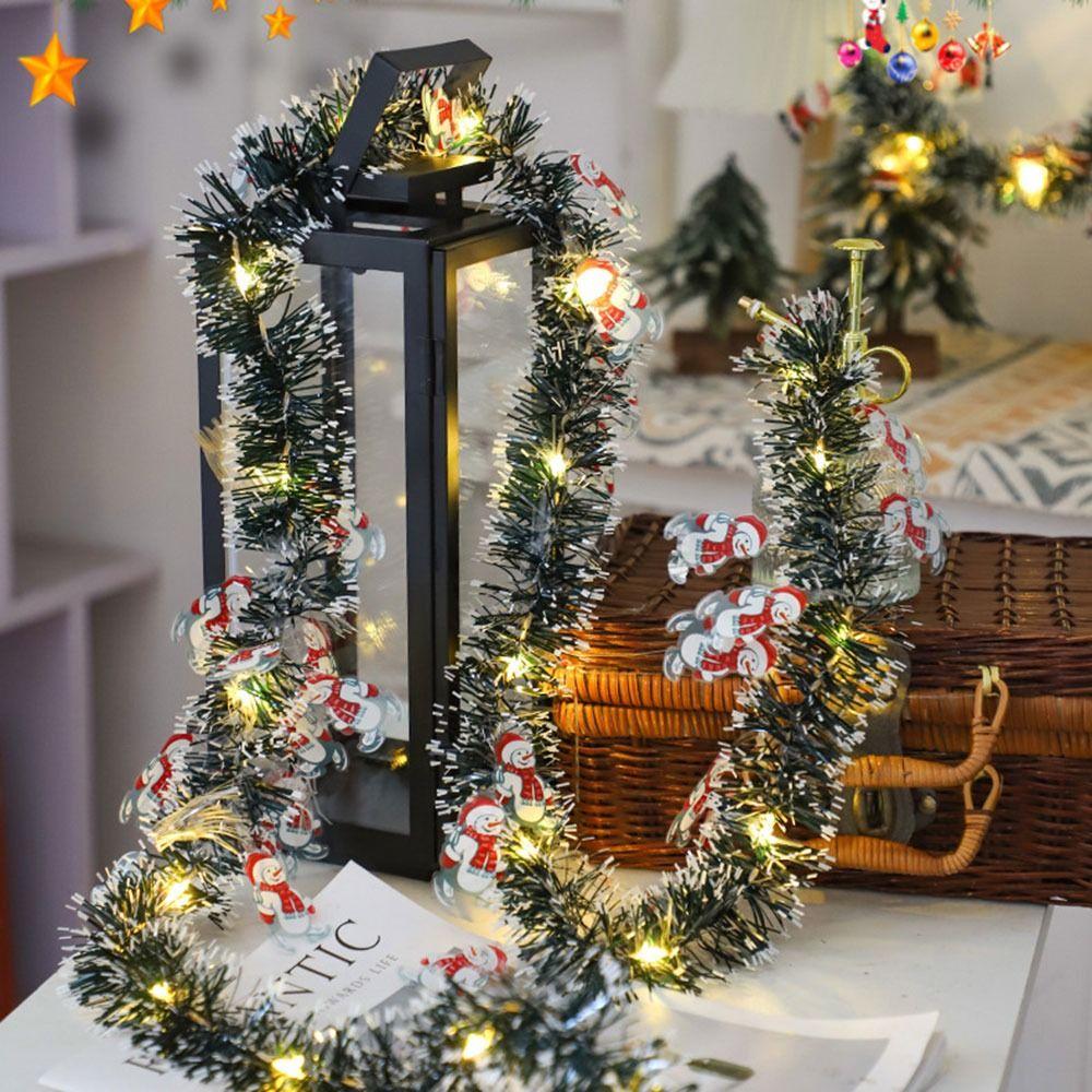 Neue 5M Weihnachts-Lichterkette Weihnachtsmann Weihnachts-Schneeflocken-Dekoration Farbstreifen Weihnachts-Wollstreifen Szenenlayout