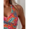 Womens Swimsuit With Floral Print Backless Bikini Top And Short Pant For Water Sports