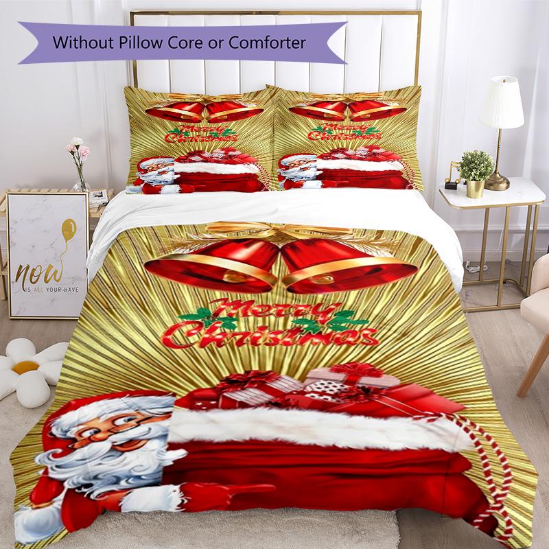 Christmas Bedding Set Breathable Duvet Cover with Pillowcases Decorative Bed Linen for Bedroom Home Decoration Birthday Gift