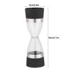 2 In 1 Double Ended Manual Kitchen Salt & Pepper Mill Grinder Adjustable Ceramic Rotor Black