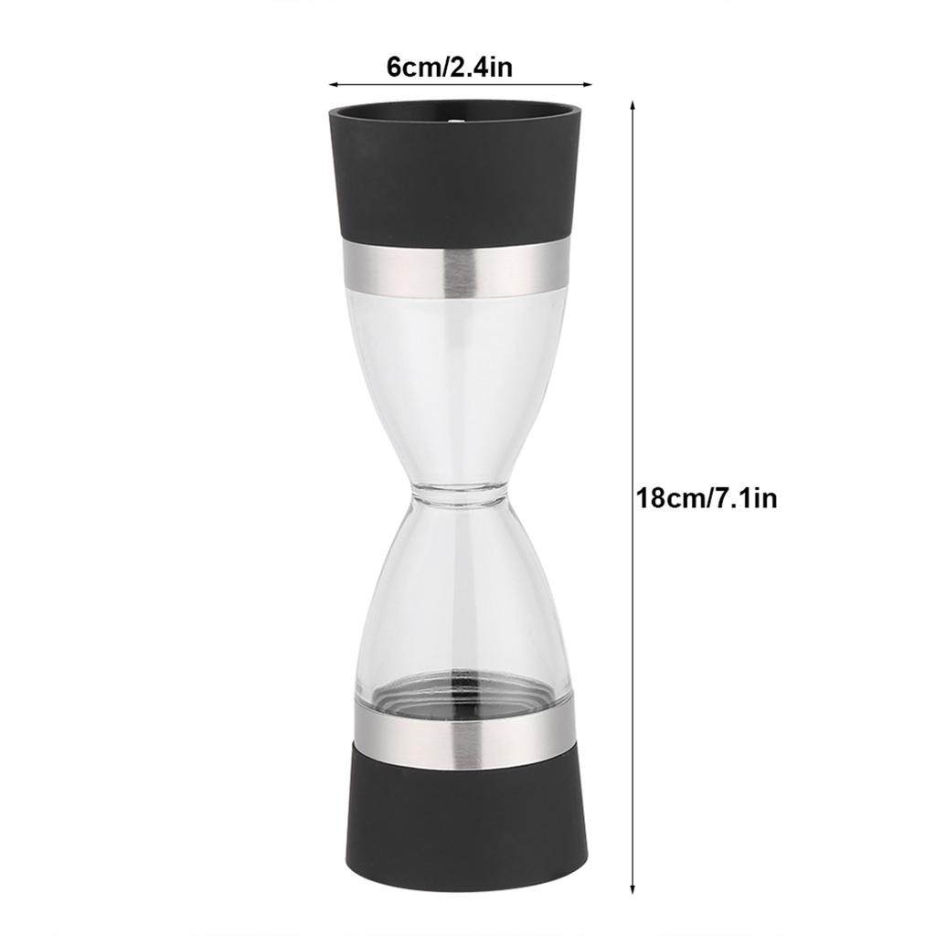 2 In 1 Double Ended Manual Kitchen Salt & Pepper Mill Grinder Adjustable Ceramic Rotor Black