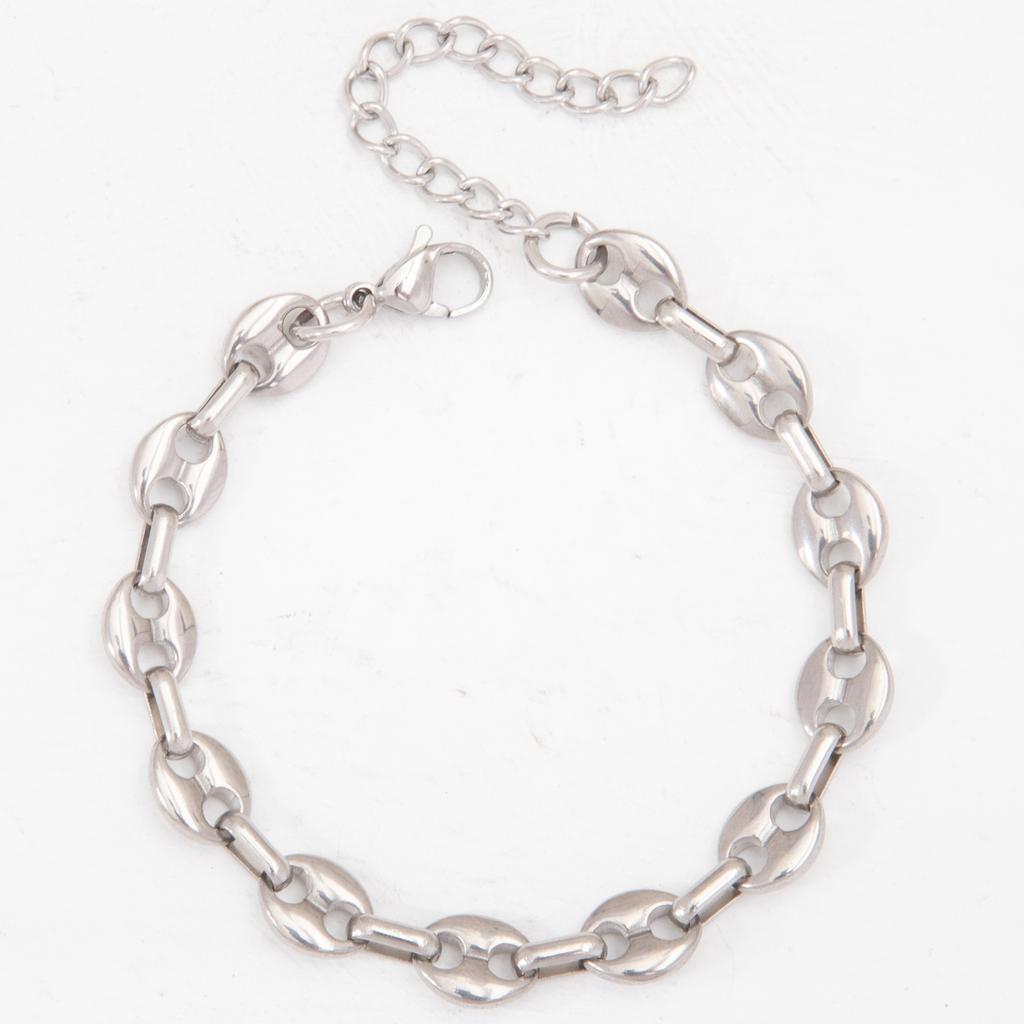 Thick Coffee Bean Bracelet Stainless Steel Trendy Unisex Pig Nose Jewelry Anklet Necklace Waist Chain