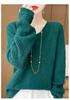 2024 Autumn/Winter Pure Wool V-Neck Loose Fit Women's Sweater with Hollow Diamond Cable Knit Design