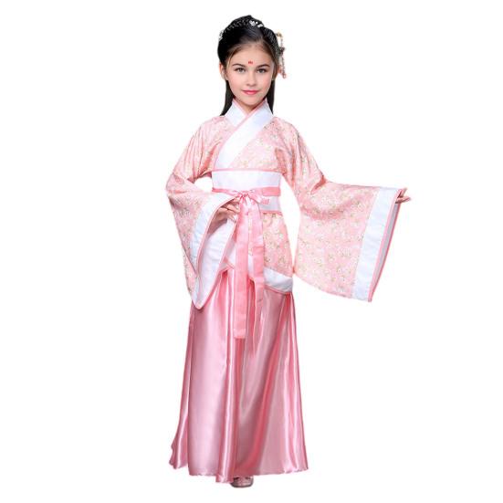 National Costume Tang Dynasty Hanfu for Girls Three-Piece Outfit Top Skirt Belt Traditional Chinese Style Childrens Clothing for New Year Travel