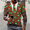 Christmas T-shirt fashion versatile top unisex European Santa Claus 3D printed men's T-shirt round neck short sleeved casual top
