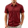 Camisa Casual de Manga Corta para Hombre Cuello de Botones Corte Ajustado Tejido Ligero Transpirable Camisa de Verano Primavera para Uso Diario