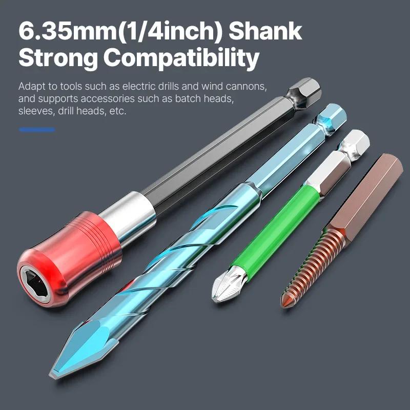1/3pcs Hexagonal Handle Red Three Piece Set Quick Release Self-locking Extension Rod 60/100/150mm Screwdriver Head Extension Rod