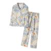 Monet Floral Double-Layer Gauze Pajamas for Women - Light Luxury All-Cotton Set for Spring and Autumn