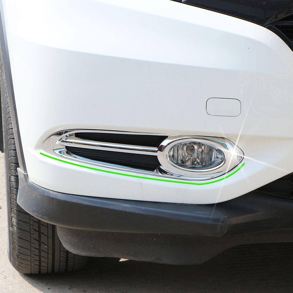 2pcs Car Front Fog Light Lamp Frame Cover Trim for Honda Vezel HRV HR-V ABS Chrome 2014 15 2016 2017 2018 ABS Chrome Acc