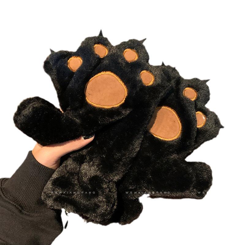 Cozy Bear Paw Fleece-Lined Winter Gloves for Girls