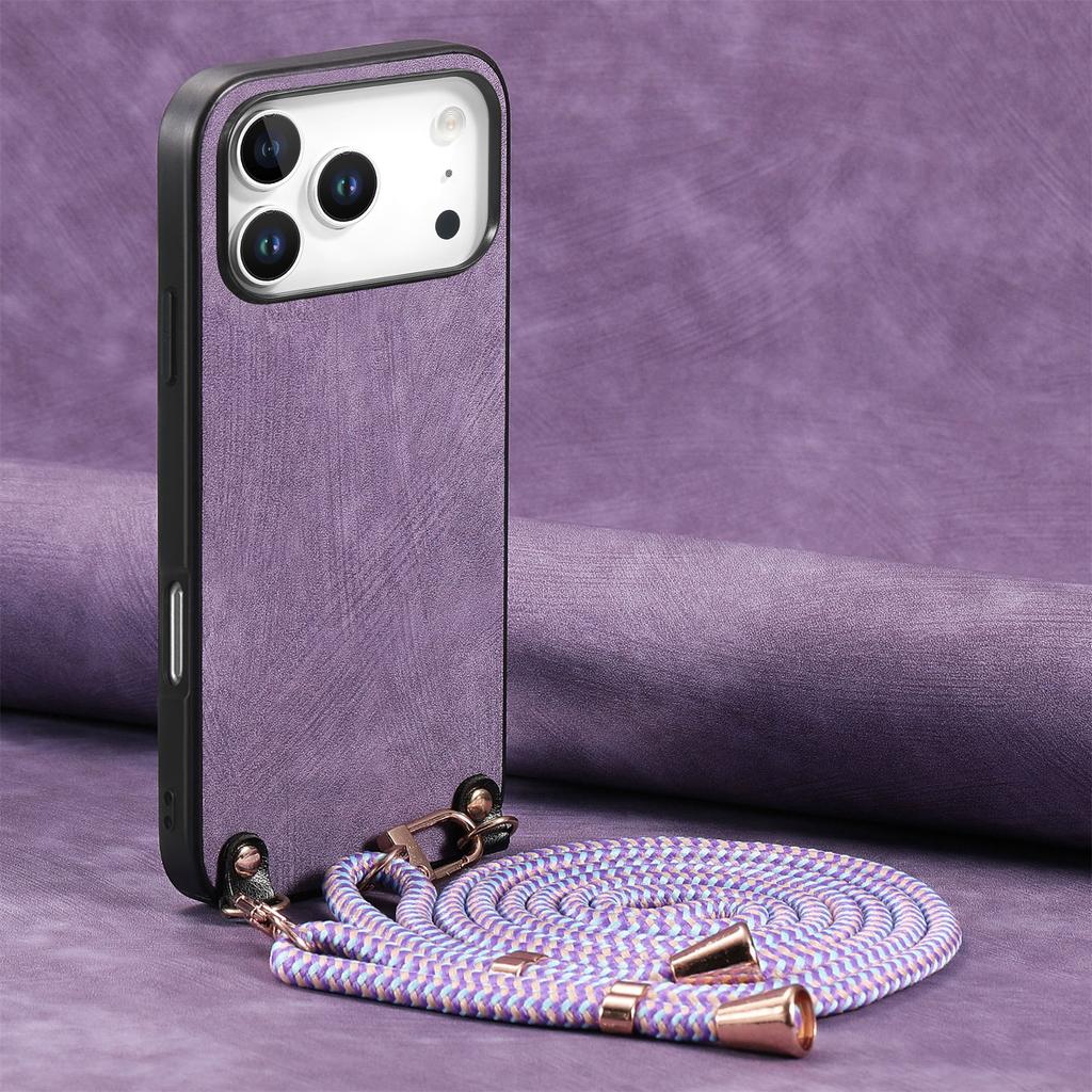 Crossbody Retro Leather Phone Case for iPhone 17 Pro Max 16 Plus 15 14 13 12 11 17Air 16e Long Lanyard Strap Back Cover