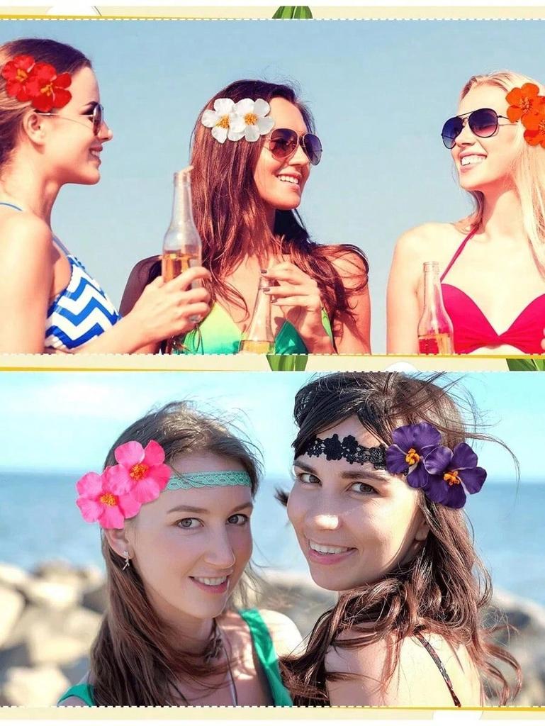 1pc Hawaiian Flower Hair Clip, Artificial Flower Hair Clip, Suitable For Holiday, Beach Party, Summer Tropical Flower Hair Accessory