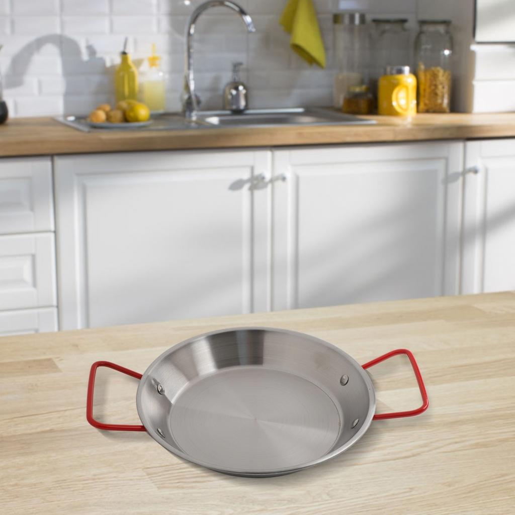 Easy To Clean Paella Bowl Serving Plate Stainless Steel Skillet Practical Design