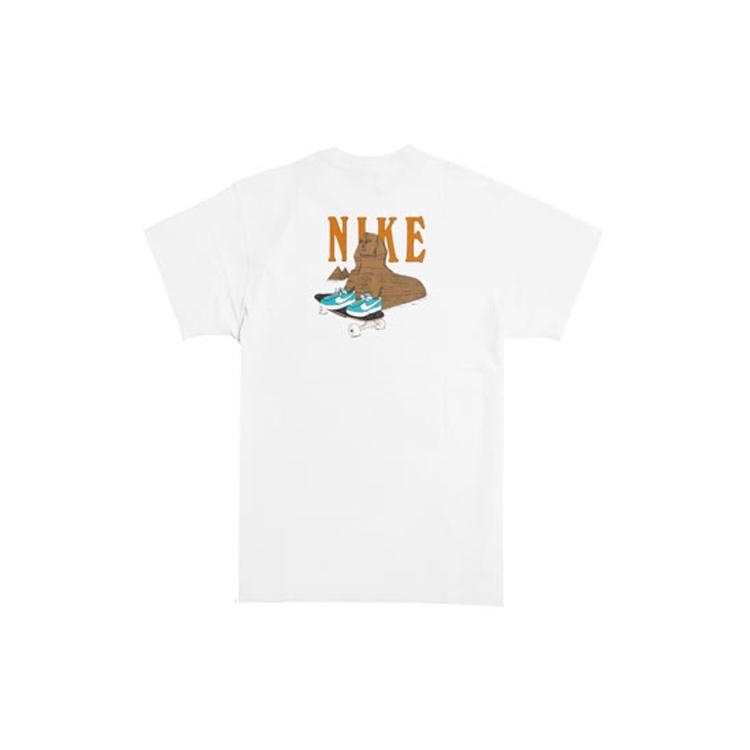 Nike SB Skate T-Shirt Back Shoe Skateboard Round Neck Short Sleeve White Men s CU0297-100 S
