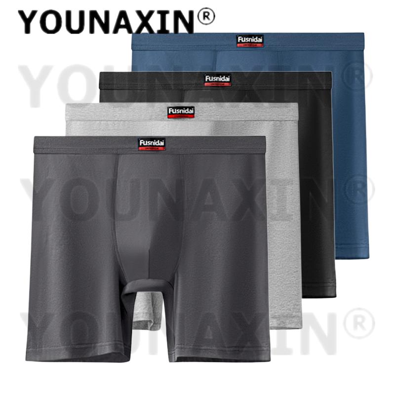 4 Pcs Men's Underwear Long Leg Plus Size Boxer Shorts Oversize Underpants Cotton Undies Loose Panties Fit 60-210KG