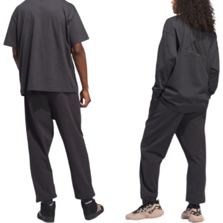 adidas Solid Mid-Waist Drawstring Joggers Unisex Bottoms Carbon-Grey IT2474