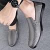 New 2024 Men Dress Shoes Genuine Leather Breathable Middle Aged Business Round Toe Wedding Footwear Male Flat
