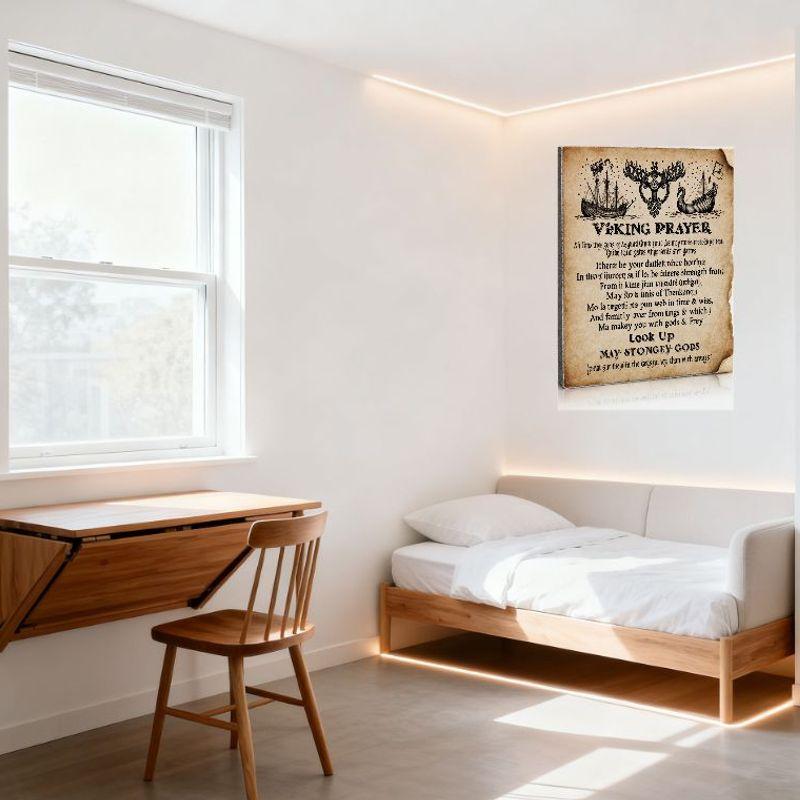 Viking Prayer Scroll Metal Tin Sign Vintage Norse Mythology Wall Decor for Home Bar Man Cave Decorative Art