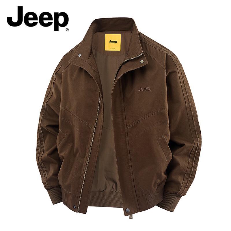 JEEP Men s Washed Cotton Stand-Collar Casual Jacket M