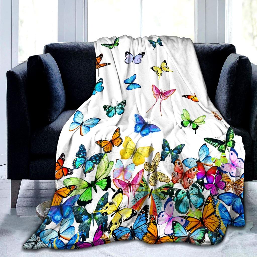 Butterfly Print Flannel Blanket Office Nap Blanket Blanket Thermal Blanket Sofa Blanket Knee Blanket