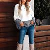 Temperament Pullover Splicing Gray-white Lazy Style High-end Design Sense Long-sleeved Top Knitted Sweater Women