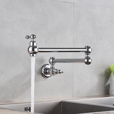 Torneira de Cozinha Embutida em Latão Preta Monofuro Fria Rotativa 360 Graus Dobrável Torneira Estendida para Piscina de Lavanderia de Varanda