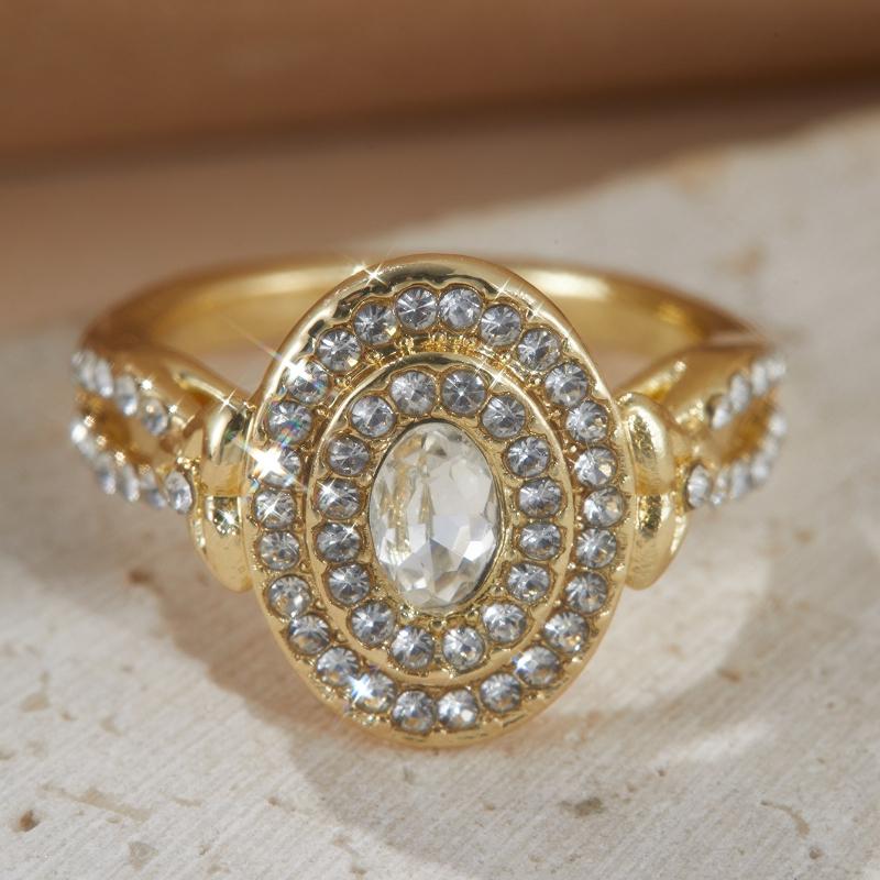 1-piece Luxurious Sparkling Zircon Inlaid Women's Ring, Bridal Engagement Jewelry, Holiday Banquet Accessories, Gifts