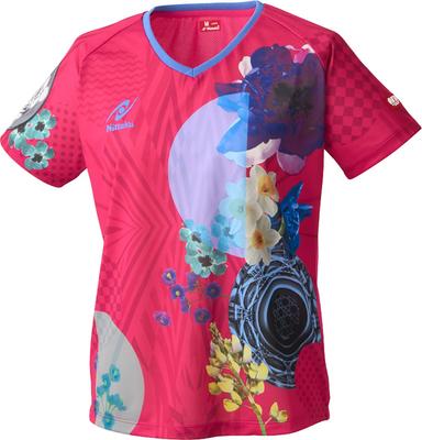 Camiseta Feminina Nittaku Modern Flower Tênis de Mesa Rosa,