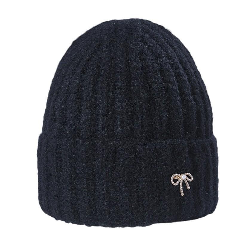 Lady BrandNew ColdSeason Warm Knitted Hat Korean Versatile Big Head Circumference Showing Face Small Windproof Ear Protection Wool Hat