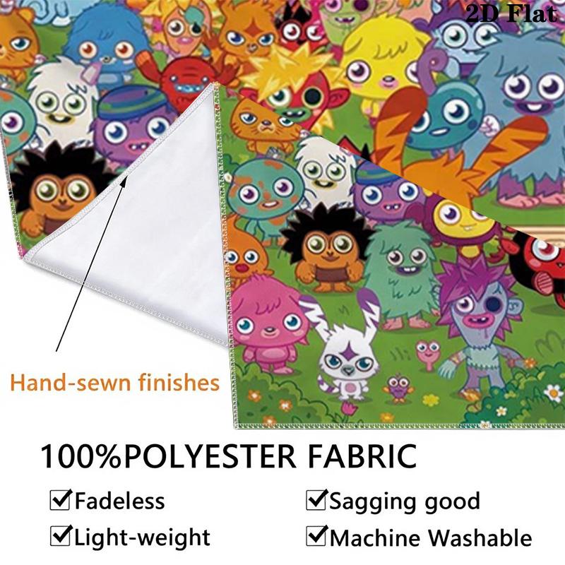 Moshi Monsters Wall Tapestry Aesthetic Wall Hanging Printed Fabric Blanket Decorative Tapestries for Bedroom Living Room Home Decor