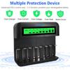 PALO 8 Slots LCD Display USB Smart Battery Charger for AA AAA SC C D Size Rechargeable Battery 1.2V Ni-MH Ni-CD Quick Charger