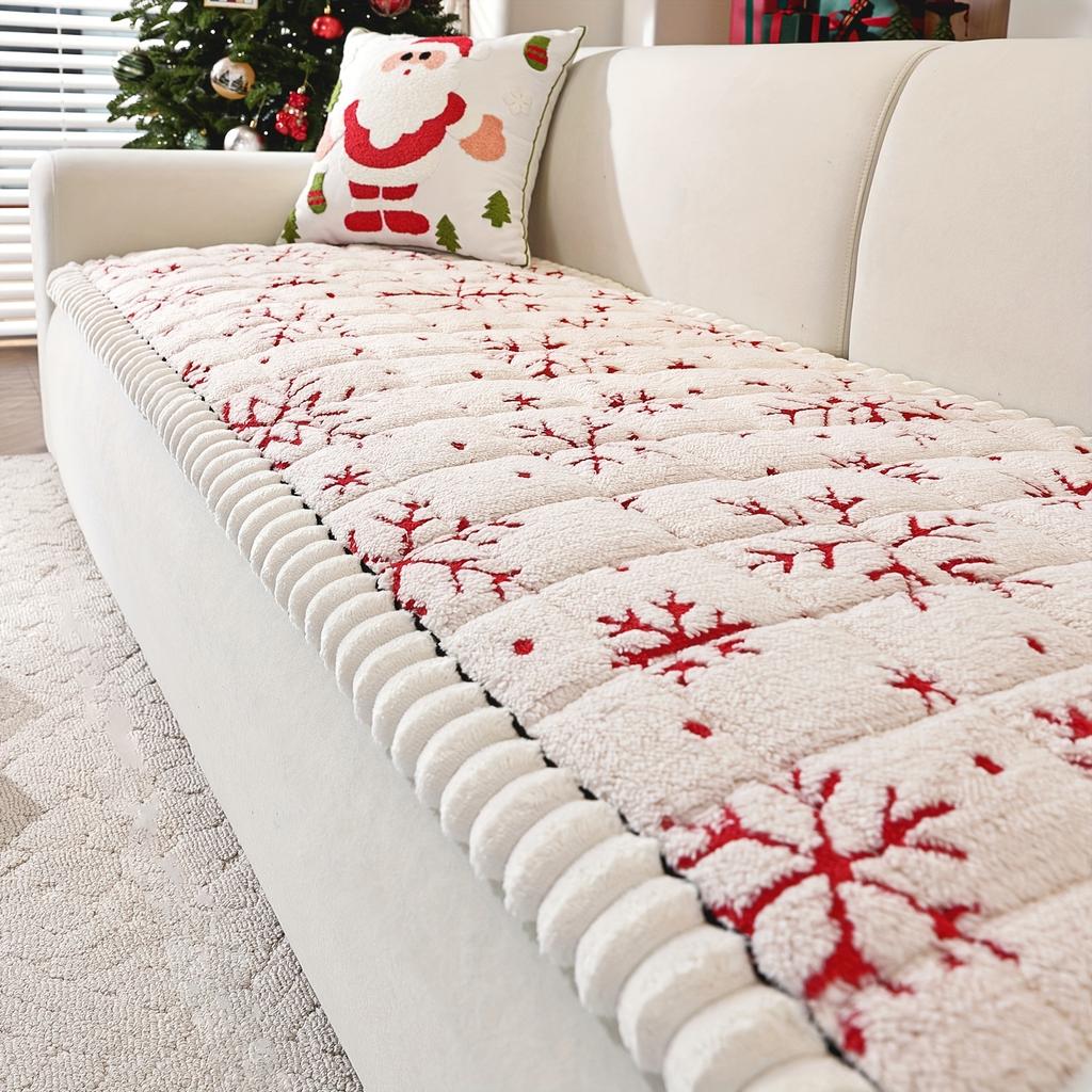 1pc Plush Quilted Christmas Snowflake & Cable--like Sofa Cushion Cover - Thick Milk -like Texture