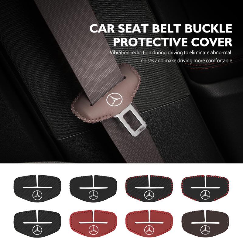 For Benz 1/2pcs Car Seat Belt Buckle Cover Leather Protector Anti-collision Case Accessories AMG VIANO GLB GLC GLE GLK W108 W124