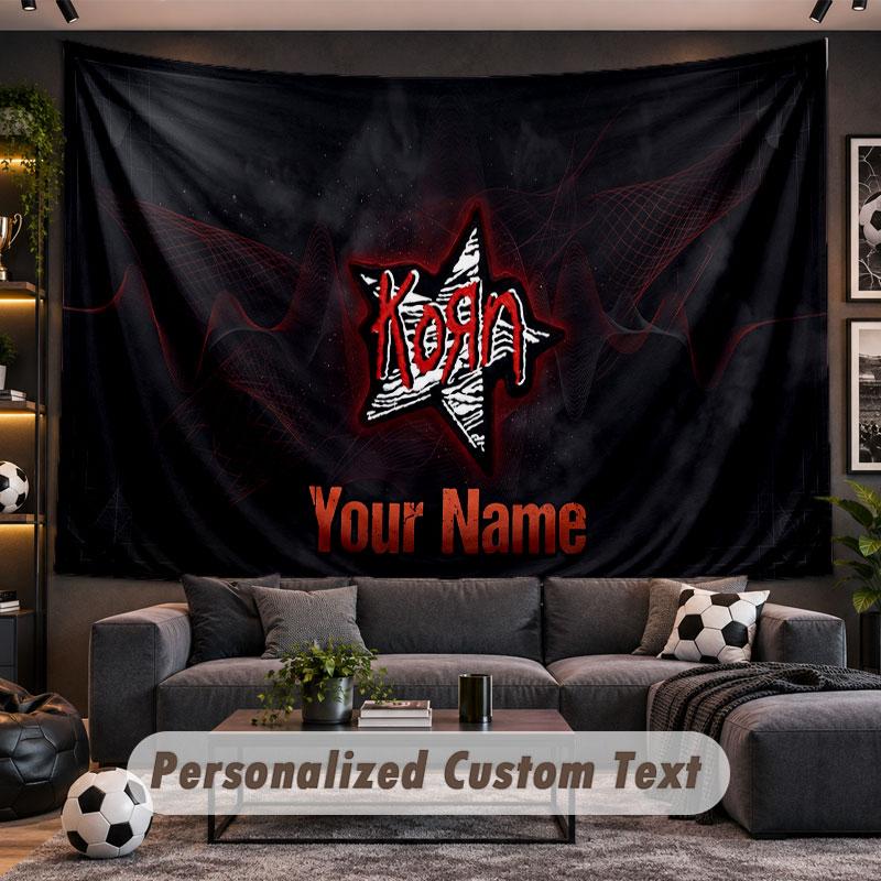 Wall Hanging Tapestry Custom NameKorn Pattern Personalized Printed Fabric Wall Decor