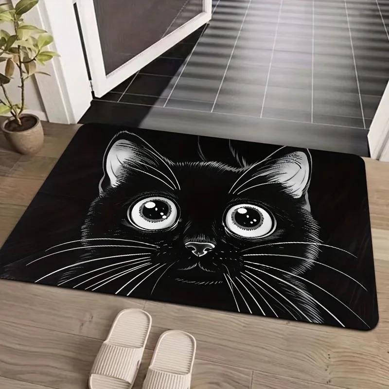1 Stück HD Niedliches Katzenmuster Fußmatten Küchenteppiche Rutschfest Pop-Design Wohnzimmerteppiche Badematte Teppich für Zuhause Spüle Wäsche Dekor