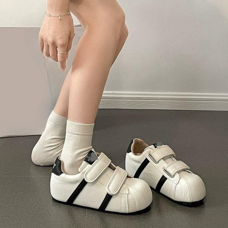 Velcro Large-head Low-top Women's Shoes, Thick-soled Height-increasing Casual Single Shoes