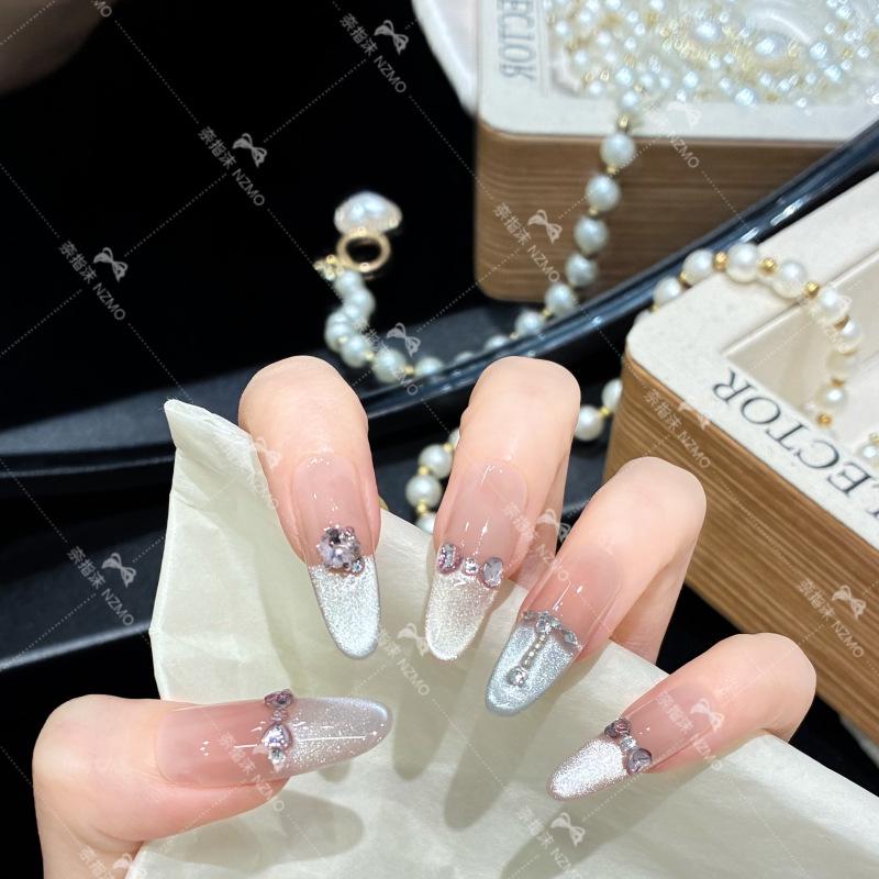 L25 Long Sparkle Cat Eye Luxury Handmade Nails