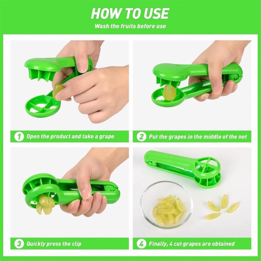 Ergonomic Grape Slicer Handheld Fruit Quarterer Cutter Practical Food Preparation Tool Multi-use Slicer for Fruits Vegetables