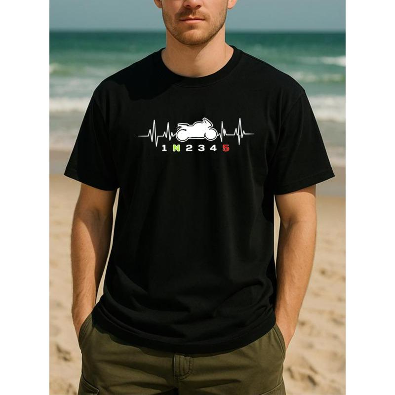 Europeiska storlekar Motorcykel EKG-växel | Passionerad Stil Trendig Mode T-shirt