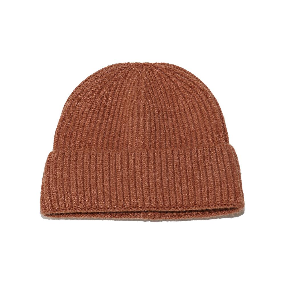 Cold hat men's winter warm solid color short melon fur hat men's dome wool knitted hat retro beanless winter hat