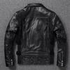 Chinese Size Heavy Motorcycle Jacket Natural Cowhide Leather Top Layer Causal Vintage Retro Moto Suit Leather Coat Winter